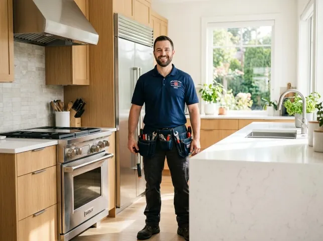 Appliance Repair Hero technician in a Amelia Court House, VA kitchen after an appliance repair